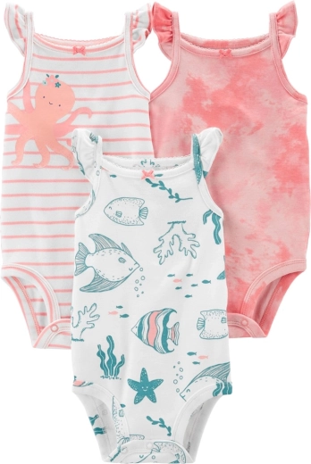 CARTER'S bodies sin mangas Pink Ocean 3 uds – Talla 62