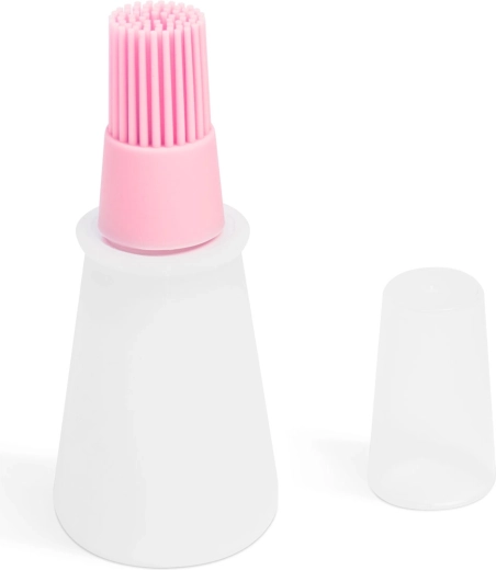 Pincel de silicona para aceite con depósito de 60 ml, rosa