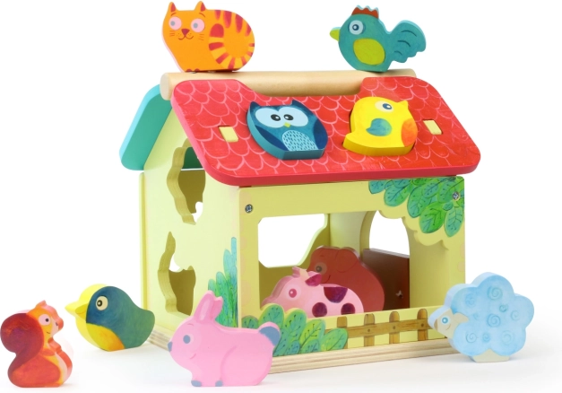 Vilac granja con animalitos – casita encajable de madera