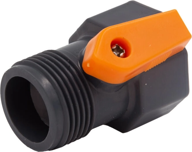 Adaptador de jardín con válvula 3/4" – rosca interna y externa