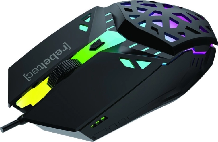 ratón gaming negro rebeltec shark, USB 1,8 m