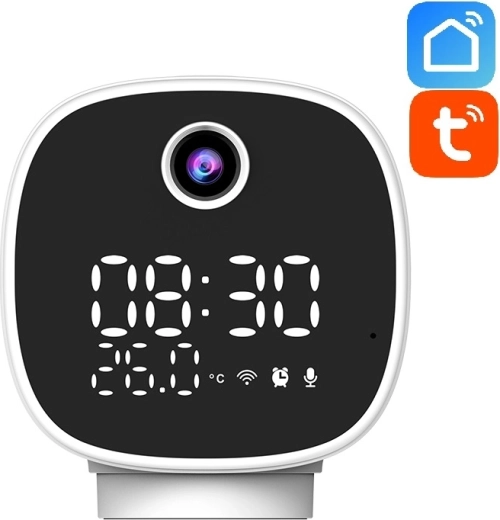 Cámara Wi‑Fi doméstica Solight con luz nocturna y reloj