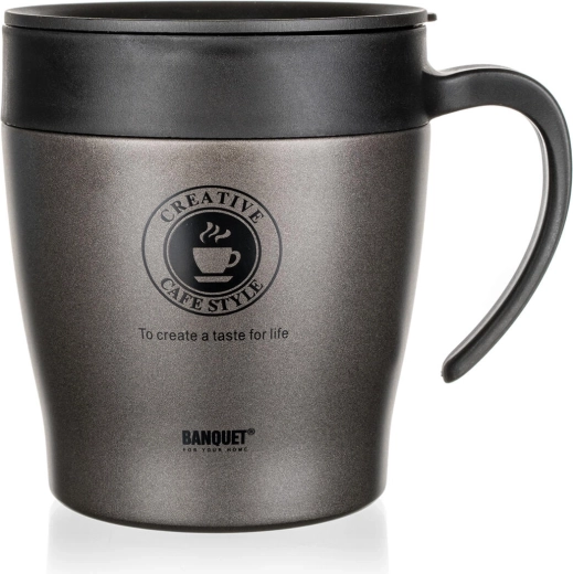 Taza térmica de viaje 330 ml TAZZA, acero inoxidable y plástico, metalizado antracita