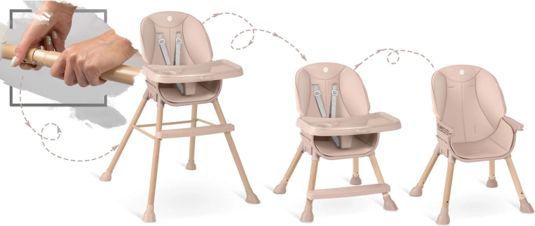 3 en 1: trona alta, silla baja y asiento