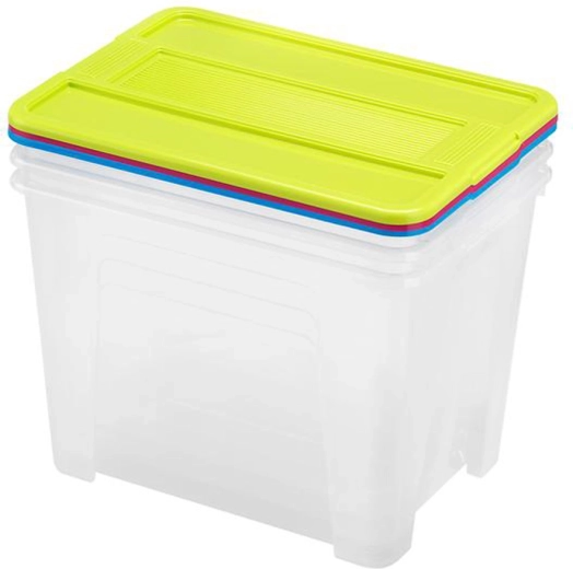 Juego de cajas de almacenamiento con tapa 21 l – 3 uds