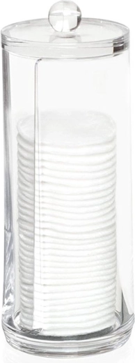 Dispensador para discos desmaquillantes de plástico transparente 7,5 × 20 cm