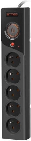 Regleta alargadora con protección contra sobretensiones ARMAC Z5, 5 tomas, 3 m, negra