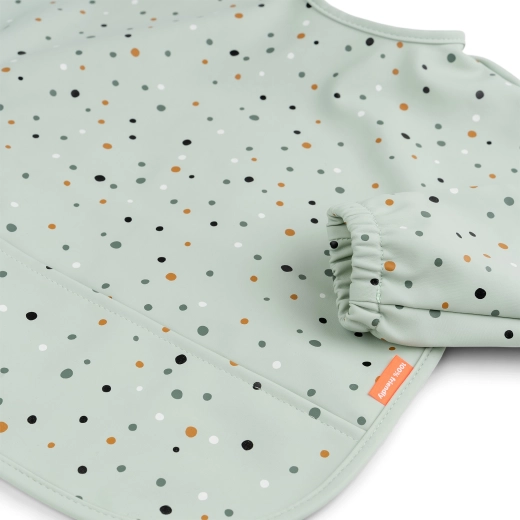 Done by Deer babero con mangas y bolsillo Happy dots verde