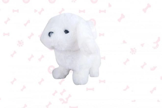Perrito de peluche blanco interactivo a pilas
