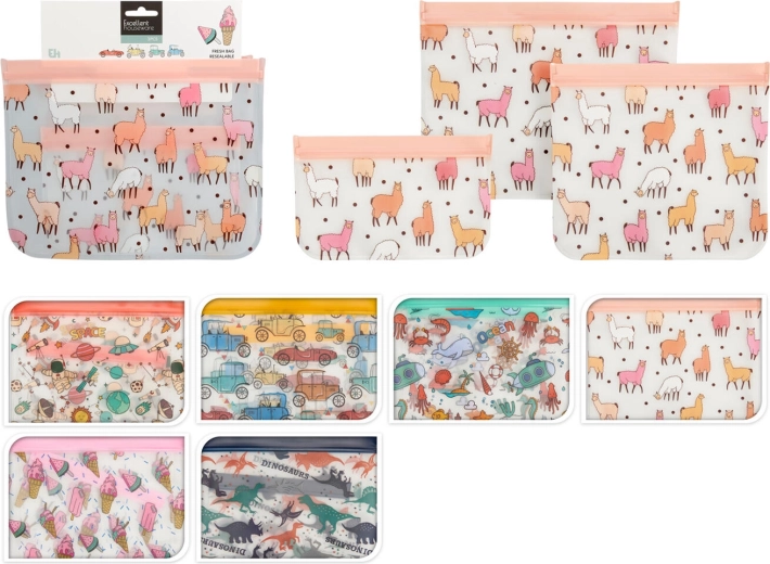 Bolsas infantiles con cierre zip – set de 3 uds., mix de diseños