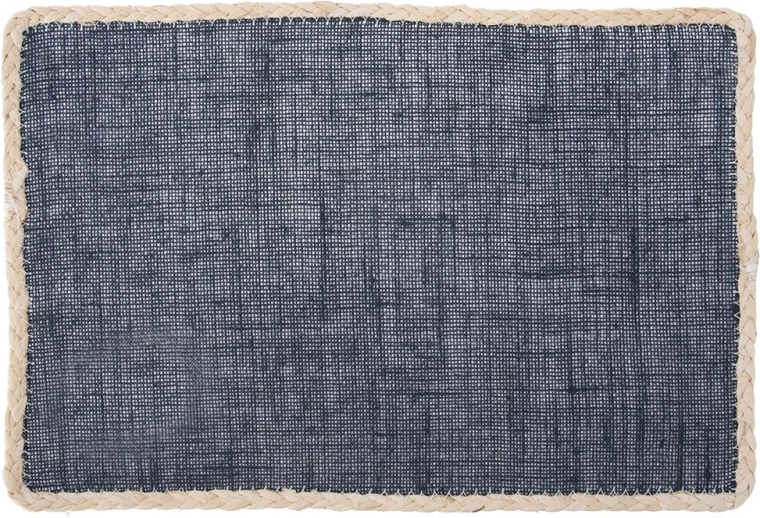 Mantel individual rectangular 45 × 30 cm, azul marino con borde beige