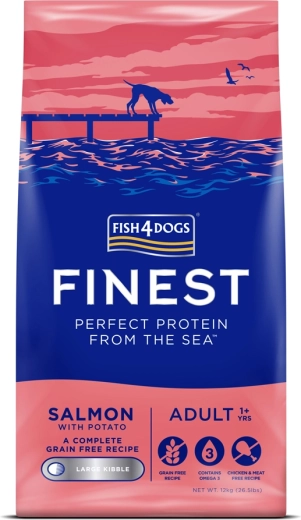 Fish4Dogs Finest pienso seco para perros adultos de razas grandes salmón con patatas 12 kg