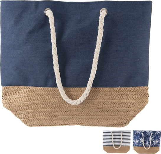 Bolsa de playa de algodón y yute 47 × 16 cm (mix)
