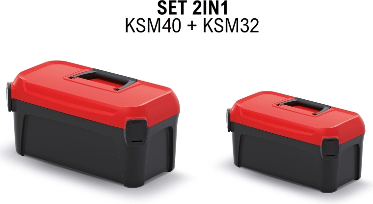 Juego de maletines para herramientas Smart – negro con tapa roja