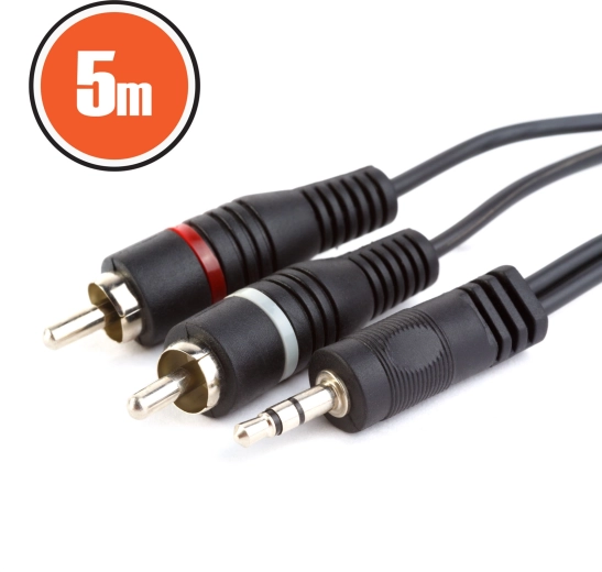 Cable de audio RCA a jack estéreo de 3,5 mm, 5 m