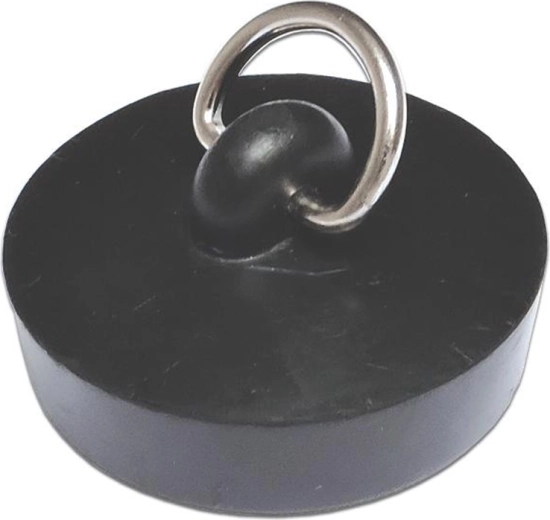 Tapón de goma para desagüe de 46 mm con media anilla, negro