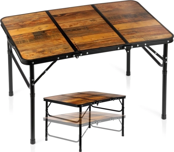 Mesa turística plegable Vilde 2 en 1 con altura ajustable 90 × 60 cm