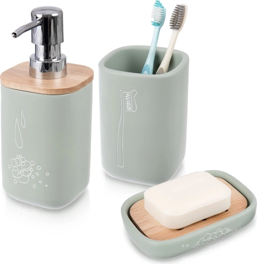 Set de baño verde GREENISH, 3 piezas