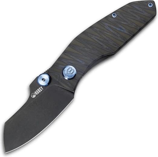 Navaja de bolsillo Kubey Monsterdog Titanium Blackwash 7,5 cm con mango de titanio Tiger Stripes