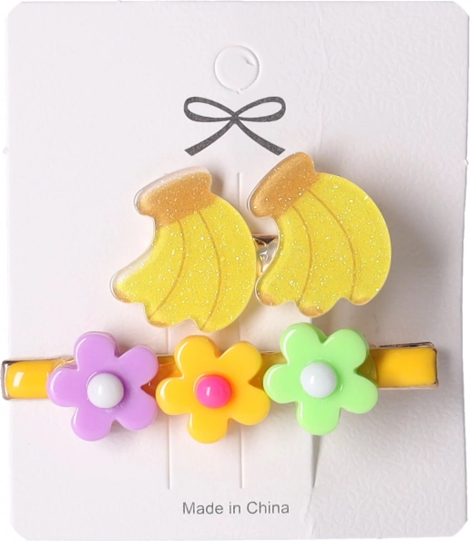 Juego de 2 horquillas infantiles para el pelo – plátano y flores