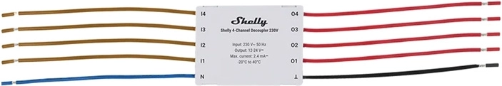 Shelly desconectador de cuatro canales 230 V