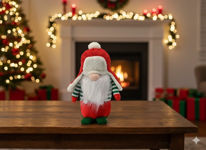 Duende navideño 27 cm en color rojo-verde