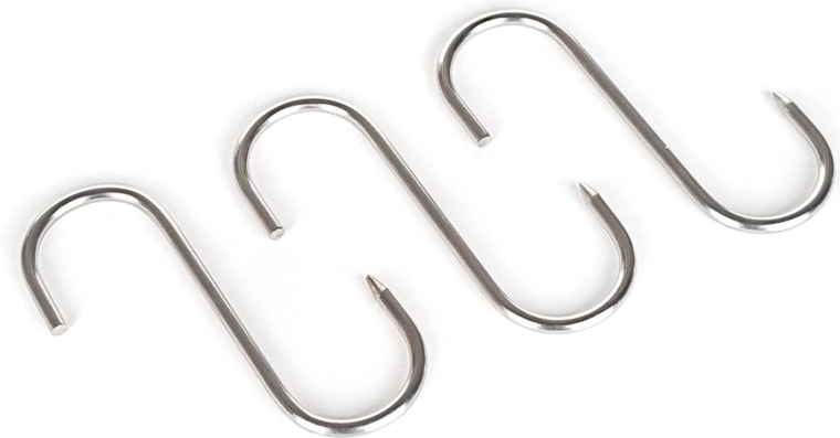 Gancho de acero inoxidable para ahumadero AKCENT 12 × 7,5 cm, diámetro 5 mm (3 uds)