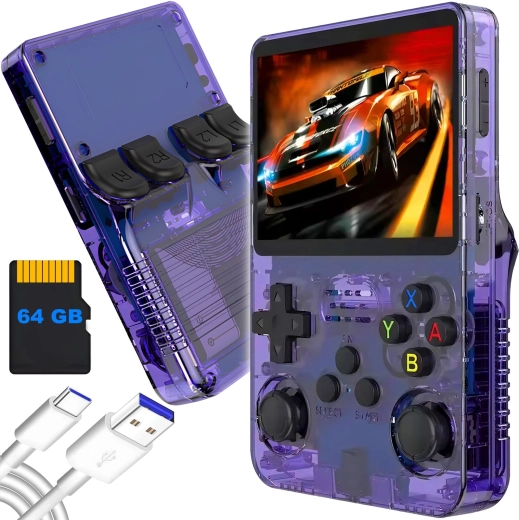 RENEW FORCE R36S consola retro portátil 64 GB ArkOS 2.0, violeta