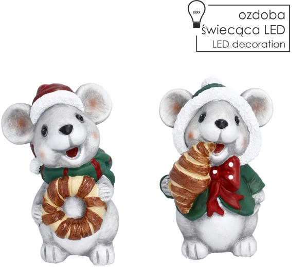 Figura decorativa navideña de ratón - 1 unidad