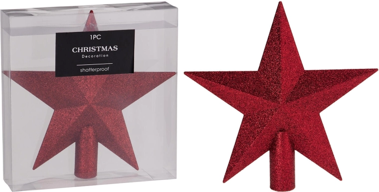 Punta navideña para árbol con forma de estrella, burdeos, 19 cm