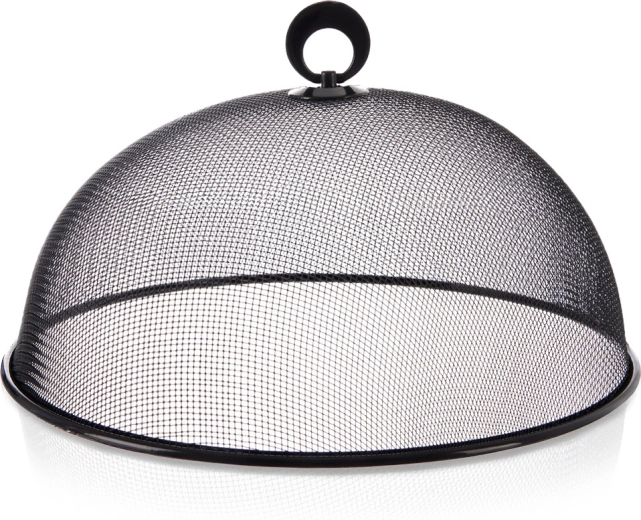 Cubierta para alimentos de malla metálica, negra, 30 cm