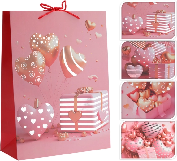 Bolsa de regalo con corazón 40 × 30 × 12 cm, mix de diseños