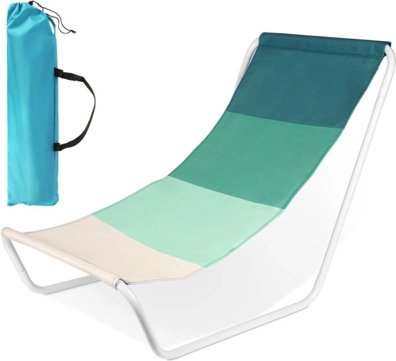 Tumbona de playa plegable con bolsa de transporte, verde