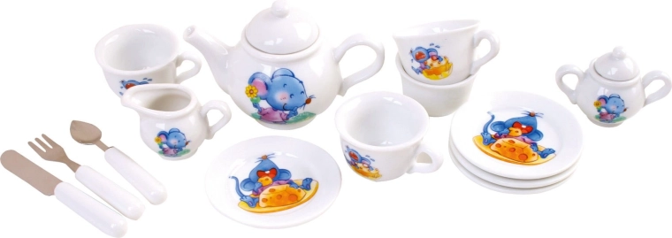 Servicio de porcelana para una fiesta de té infantil