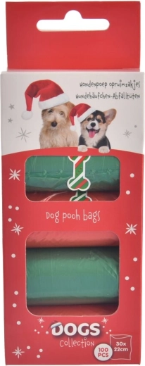 Bolsas para excrementos de perro navideñas 100 uds (5×20) en rollo