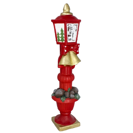 Decoración navideña: farol con lazo e iluminación LED 70 cm - 1 pieza