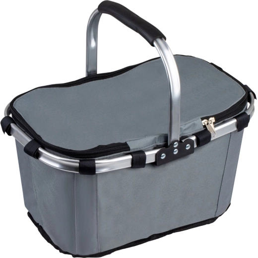 Cesta térmica plegable para picnic y compras con un asa, gris - 1 unidad