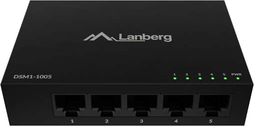 Switch gigabit de escritorio no gestionado 5× RJ‑45, chasis metálico, 12 V