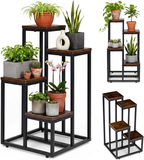 Soporte para flores estilo loft con 4 estantes ModernHome