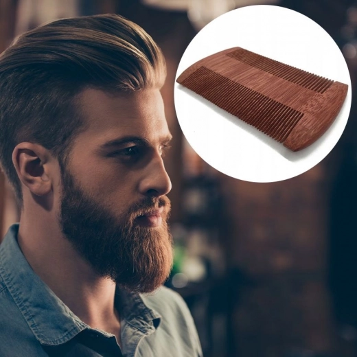 Peine de madera para barba de sándalo