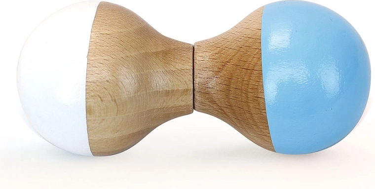 Sonajero de madera blanco-azul