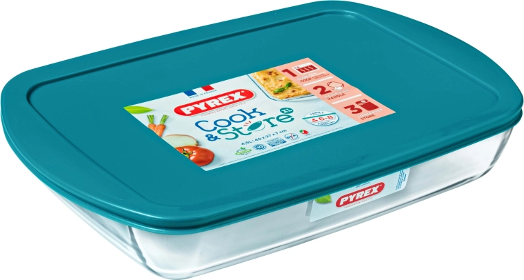 Fuente de horno de vidrio Pyrex con tapa 4,9 l