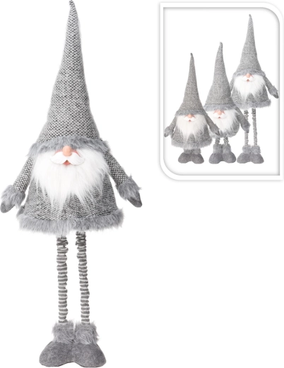 Decoración navideña de Santa con piernas telescópicas, plateada/gris - 1 unidad