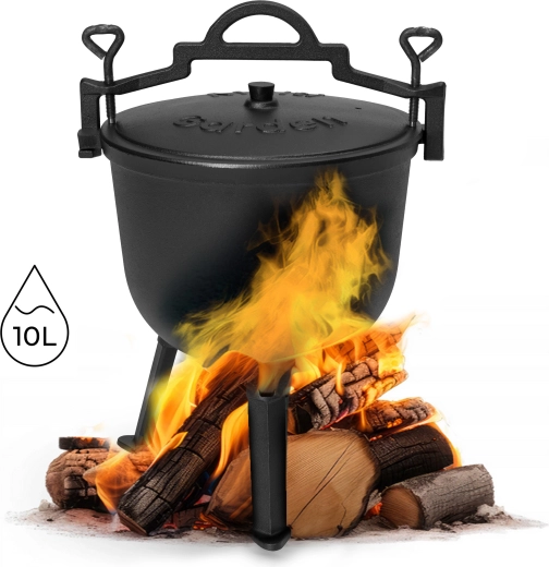 Caldero de hierro fundido con soporte 10 l para fuego MULTIGARDEN