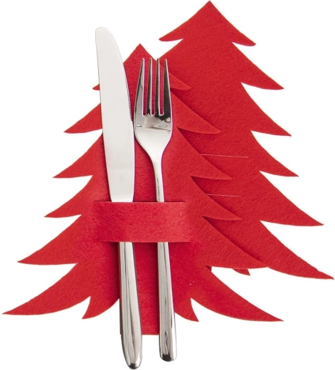 Fundas para cubiertos árbol de Navidad, rojas, 2 uds