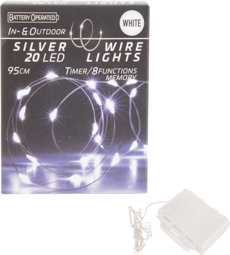 Guirnalda luminosa LED en alambre con temporizador 20 LED blanca