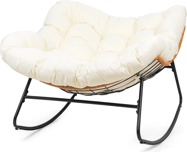 Sillón mecedora XL de estilo escandinavo – beige