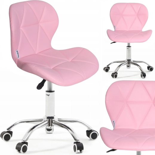 Silla de oficina giratoria rosa Bauerkraft de cuero ecológico para niños