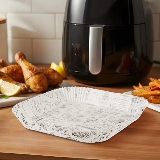 Papel de hornear Bewello para freidora de aire, cuadrado, 23 cm, 50 unidades