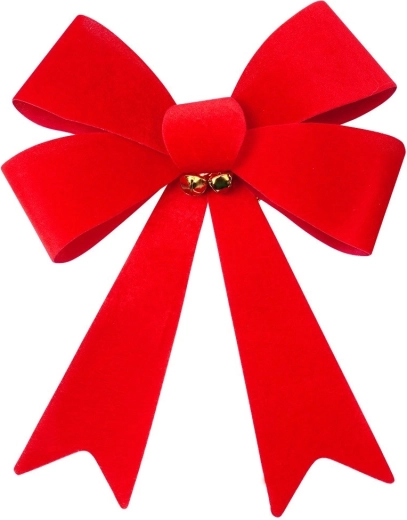 Lazo decorativo navideño de terciopelo de 35 × 46 cm con campanillas doradas